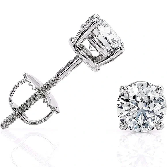 0.33 Carat D-E Color Lab Grown Diamond Stud Earrings in 14k White Gold - Picture 1 of 2